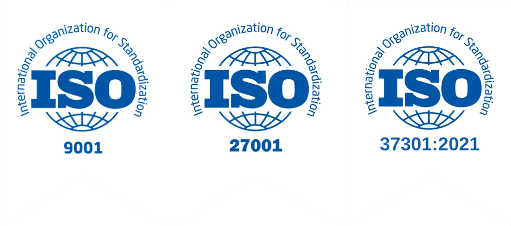 ISO 9001 · ISO 27001 · ISO 37301:2021